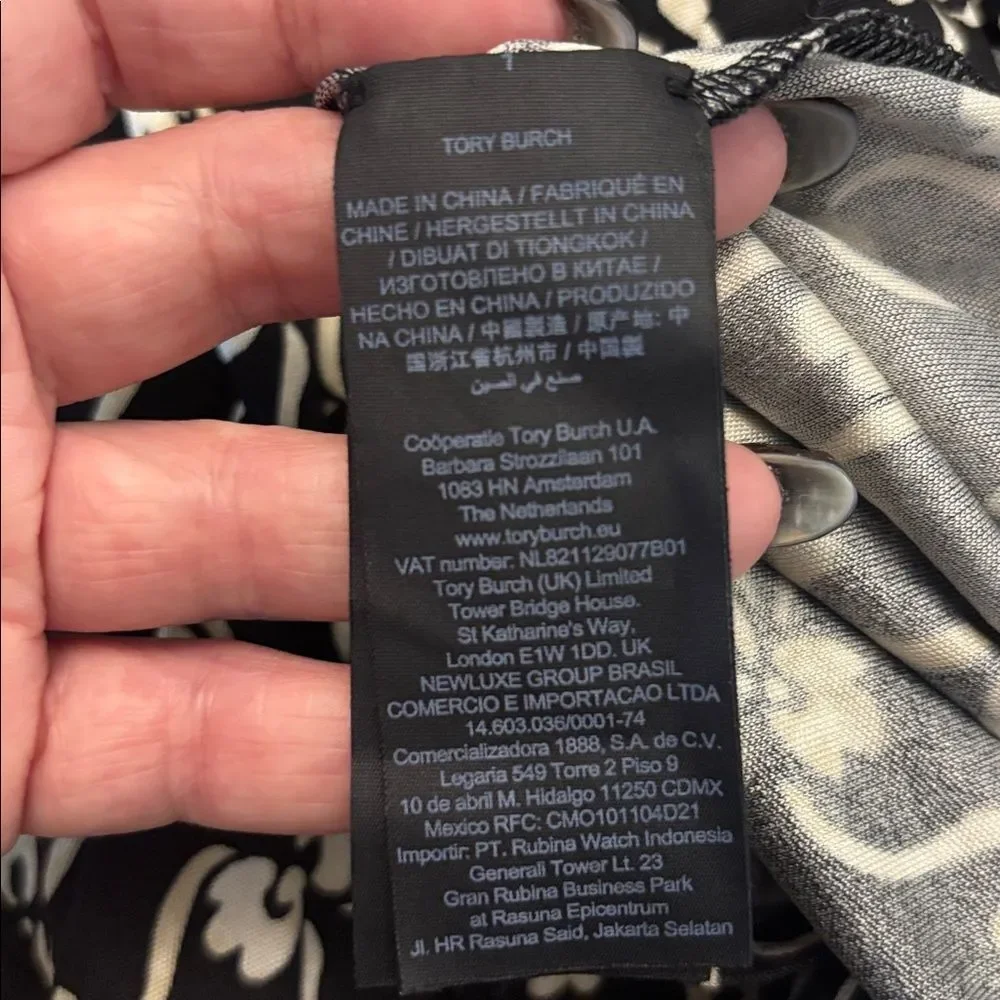 Tory Burch Black and White Long Sleeve Ilk polo midi Dress, XS